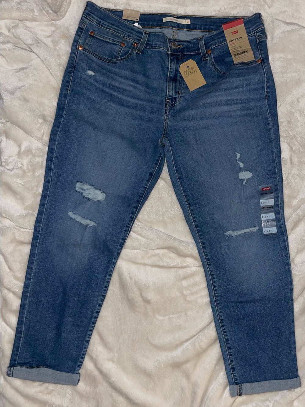 Levi's Boyfriend Distressed Jeans - Blue